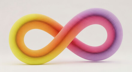 Colorful Infinite Loop sculpture on white background