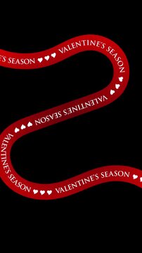 Valentine heart ribbon motion background for social media advertising, seamless romantic loop