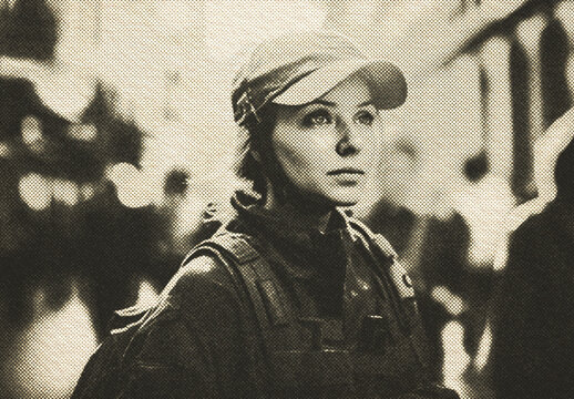 Warm Monochrome Vintage Print Photo Effect
