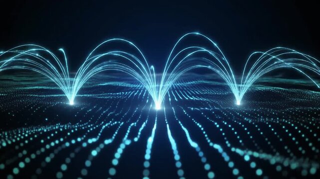 Glowing Dots Forming Expanding Signal Networks Representing Borderless Communication, Data Connectivity, Digital Systems, and Global Technology Flow