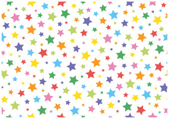 Obraz na płótnie Canvas カラフルな星のシームレスパターン背景｜ポップでかわいい星柄ベクター