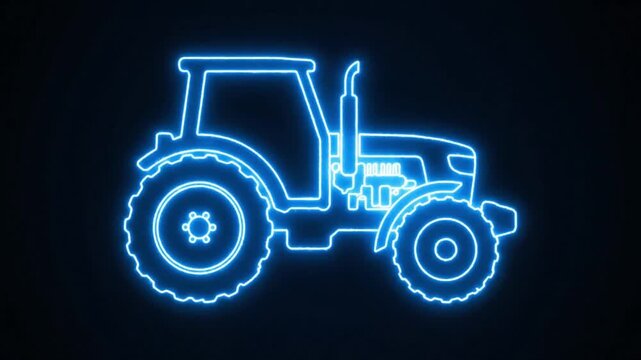 Isolated blue tractor silhouette on a white background depicting modern agricultural machinery and farming equipment for industry transportation