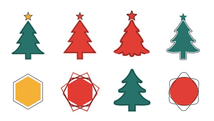 Obraz premium Christmas Tree Icons Set: Festive Holiday Vector Graphics Collection