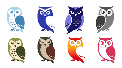 Fototapeta premium Cute Owl Collection: Diverse Colors and Styles