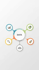 Data Analysis Infographic: Icons for Strategy, Growth, Search, Cloud, and Technology
