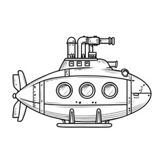 Fototapeta premium A submarine coloring page