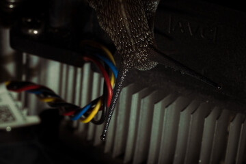 Abstract macro snail on e waste e-waste electrical computer parts wires wiring recycle recycled insect surreal snail © Lydia