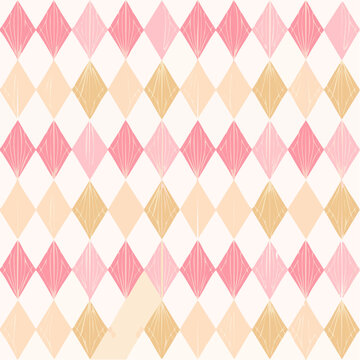 Circus carnival pink and beige vintage seamless pattern. Soft harlequin rhombus background. Wrapping texture backdrop with diamond shape pattern. 