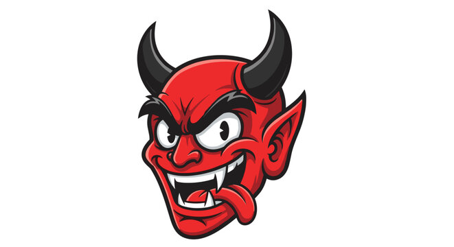 Red Cartoon Devil Character with Horns.