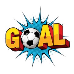 Vibrant Goal Word Art with Soccer Ball Burst
