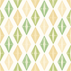 Circus carnival green and beige vintage seamless pattern. Soft harlequin rhombus background. Wrapping texture backdrop with diamond shape pattern. 