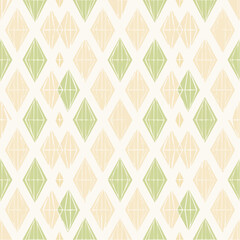 Circus carnival green and beige vintage seamless pattern. Soft harlequin rhombus background. Wrapping texture backdrop with diamond shape pattern. 