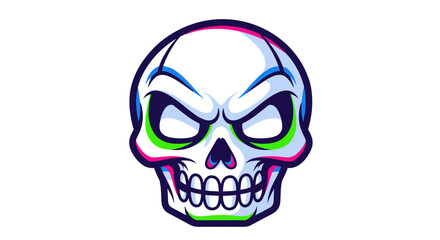 Fototapeta premium Colorful Cartoon Skull with Menacing Expression.