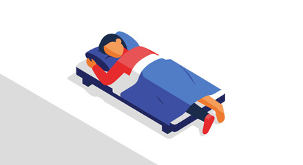 Woman Sleeping on a Bed Illustration.