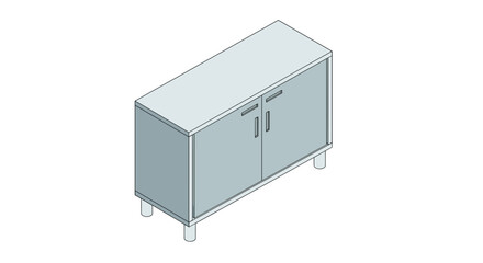 Gray Metal Cabinet with Two Doors.