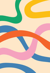 Design wall art line rope retro bold vibrant colorful