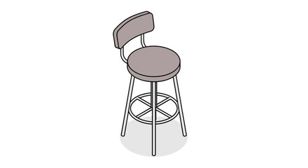 Simple Gray Bar Stool with Backrest.