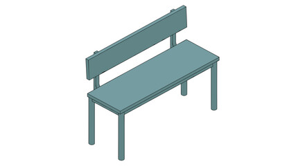 Simple Green Bench with Backrest Illustration.