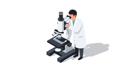 Scientist Examining Sample Through Microscope.