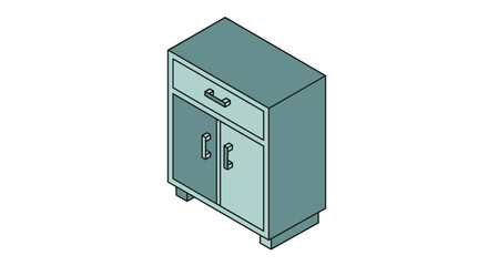 Simple Teal Cabinet with Drawer and Doors.