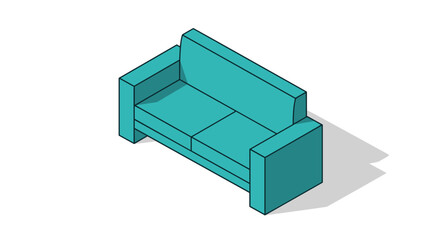 Teal Sofa 3D Rendering Modern Furniture.
