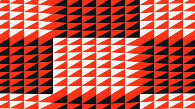 Modern abstract pattern with red, black, and white triangles, geometric tessellation background