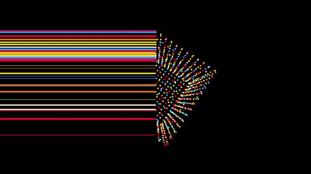 Pixel art style three dimensional cube shape spinning and turning animation with distortions and glitch effects