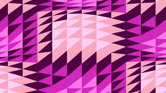 Dynamic Pink and Purple Geometric Triangle Pattern with Wavy Visual Effect