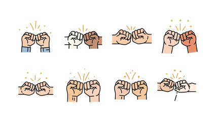 Diverse Fist Bump and Pinky Swear Illustrations