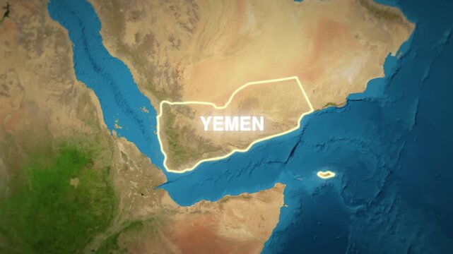 Map highlights Yemen. Yemen southern coast detailed map