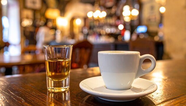 Caff&egrave; Corretto with Grappa. Traditional Italian Beverage