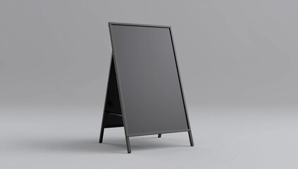 Blank full handle metallic outdoor advertising stand isolated, Clear street signage board mock up. Round Corner A-board with metal frame template. 3d rendering 