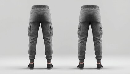 Blank black joggers mock up, front and back view