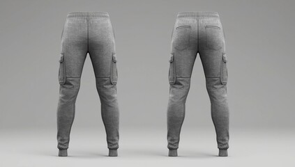 Blank black joggers mock up, front and back view