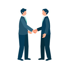 Businessmen shaking hands after a successful deal, agreement partnership and negotiation success flat illustration