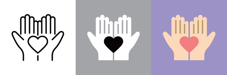 Obraz premium ハートを両手で持つアイコン