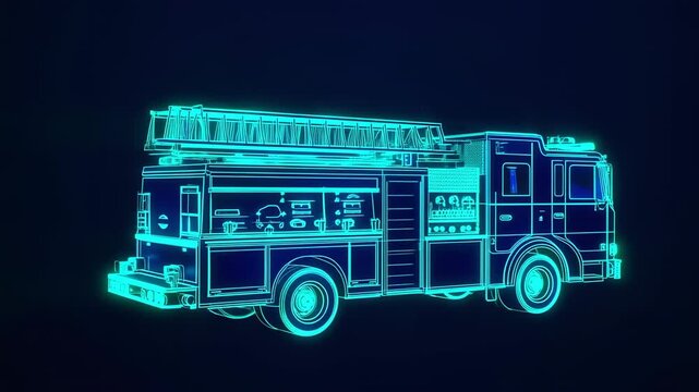 Neon outline of a fire truck
