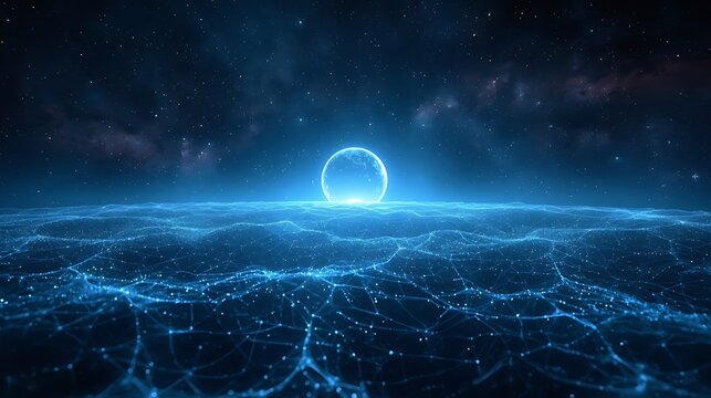 Neural field environment, low-frequency brainwave visualization, soft electromagnetic field, layered perception planes, smooth spatial depth, silent cosmic background
