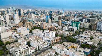 Urban drone panorama of San Isidro district.