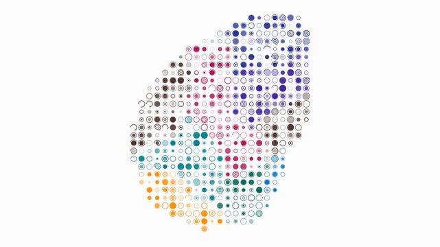 San Marino animated country shape. Pulsating colored dots on the map of the country. Large size circle blocks. Digital style San Marino map on white background. Trending animation video.