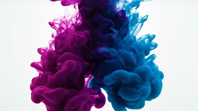 Abstract Ink Underwater Purple Blue Swirl Cloud Gradient Texture Creative Macro Visualization of Vibrant Colorful Liquid Art Blending Dynamic Emotional Effects and Soft Minimalistic Artistic