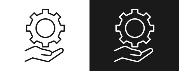 Settings Icon Set Outline In White And Black Background