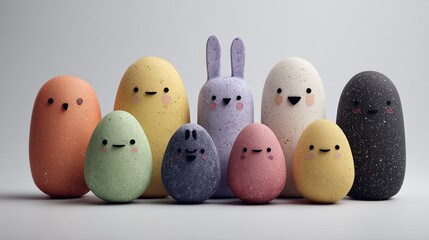 Cute Easter Egg Animal Characters Isolated on White Background.