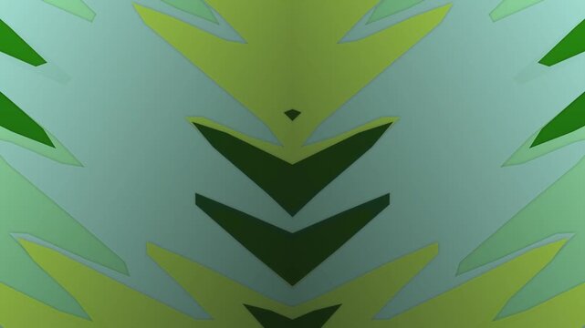 Abstract Geometric Pattern with Symmetrical Green and Yellow Arrow Shapes