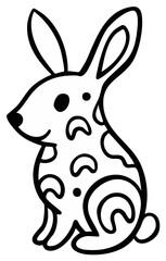 Obraz premium Cute decorative rabbit with folk art patterns, simple line drawing for coloring