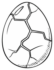 Obraz premium Black and white vector illustration of a large cracked egg hatching