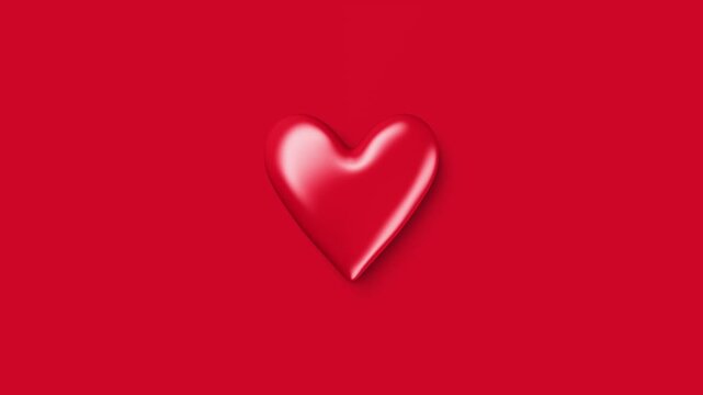Vibrant red heart with a pulse. 3D rendered heart beat animation symbolizing love, passion, or for Valentines day. On red, isolated on green screen, shadow overlay, and matte. Looping heartbeat.
