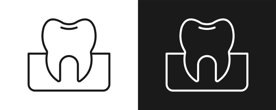 Premolar Icon Set Outline In White And Black Background