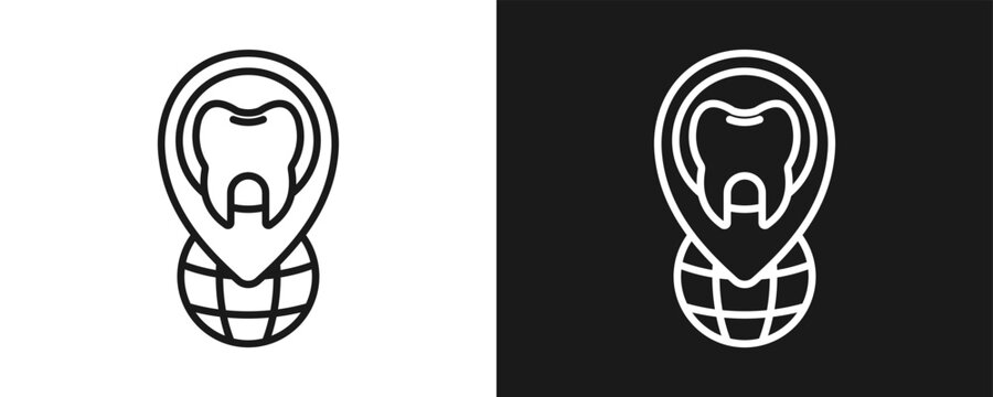Location Icon Set Outline In White And Black Background