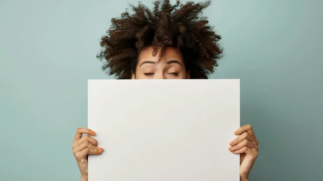 surprised model holding blank whiteboard 4K Videos